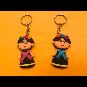 Two Keychains Frida Kahlo polymer clay 2”